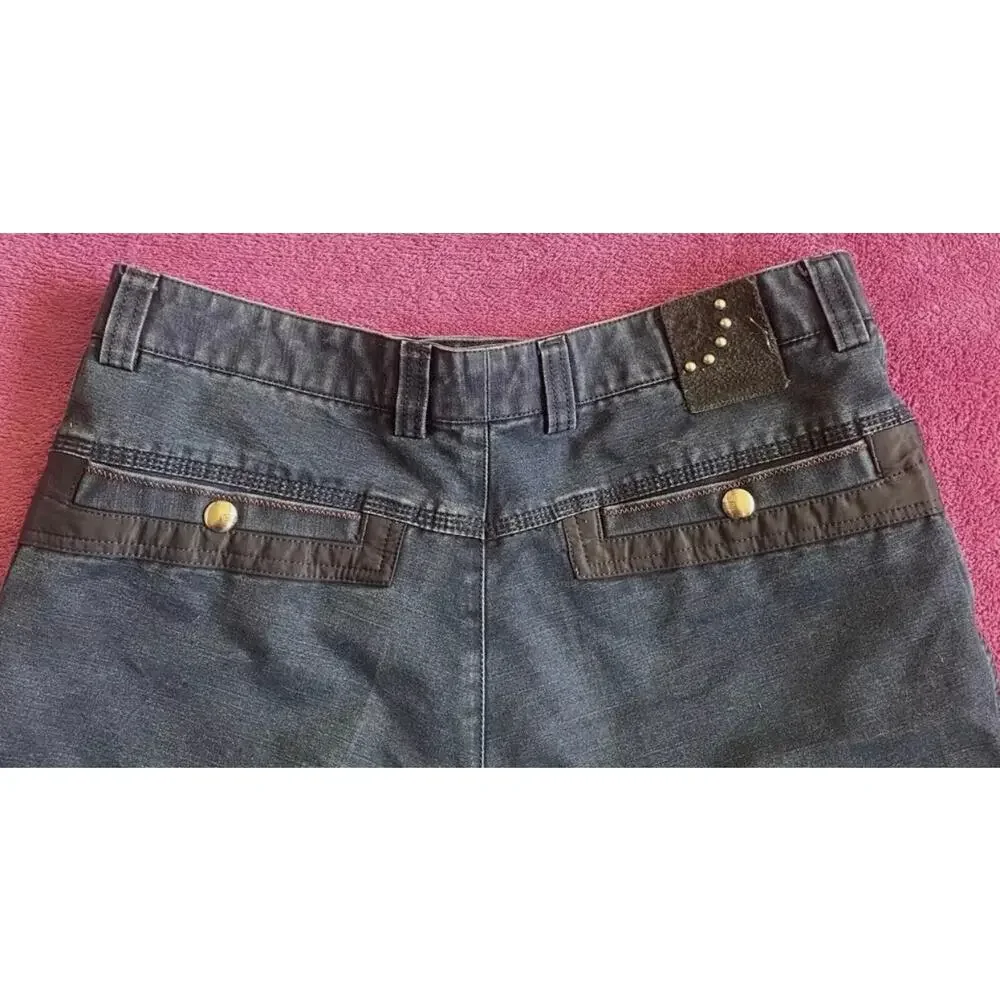 T. Dubant Classics Womens 32x32 Dark Wash Denim Bootcut Pants Stud Trim‎